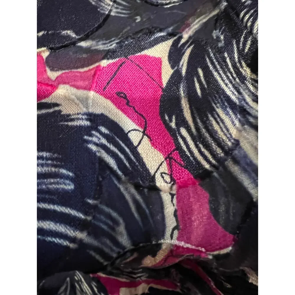 Tory Burch Mod 60s Silk Jacquard Print Shift Dress Blue Magenta 0